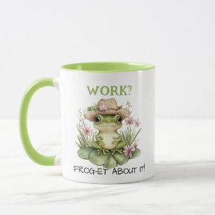 Custom Text Cottagecore Frog in Straw Hat  Mug