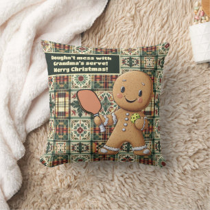 Custom text Crumbly Christmas Rally Gingerbread Throw Pillow