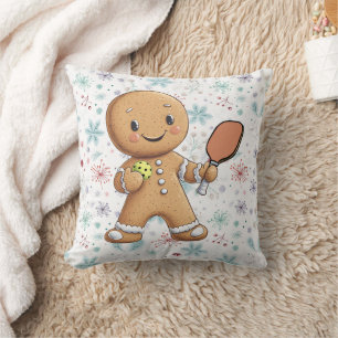 Custom text Crumbly Christmas Rally Gingerbread Throw Pillow