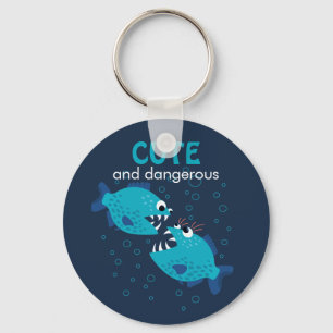 Custom Text Cute And Dangerous Piranha Fish Keychain