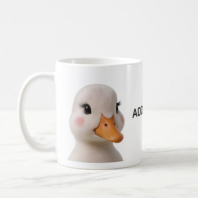 Custom Text Cute Baby Duck Coffee Mug (Left)
