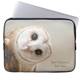 Custom Text Cute Barn Owl Laptop Sleeve
