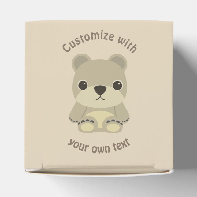 Custom Text Cute Cartoon Teddy Bear Favor Box (Top)