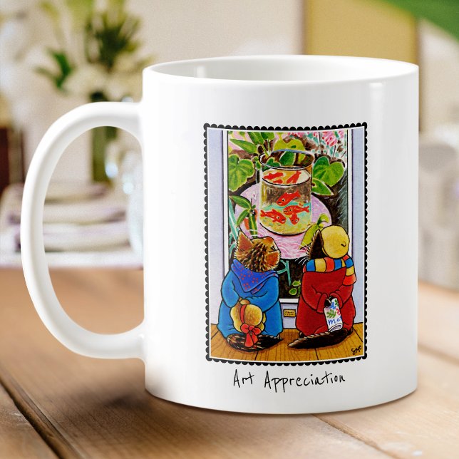 Custom Text Cute Cat Art Lovers Coffee Mug (Creator Uploaded)