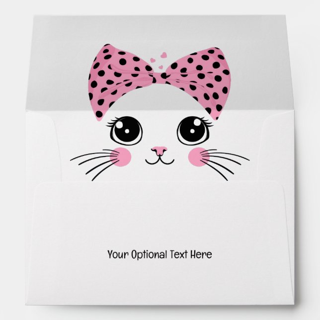 Custom Text Cute Cat Face Envelope (Back (Bottom))