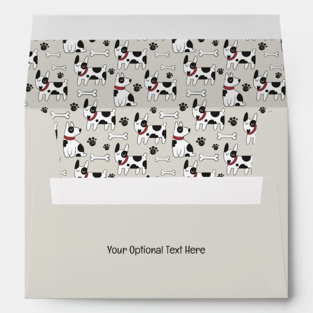Custom Text Cute Dogs Pattern Envelope (Back (Bottom))