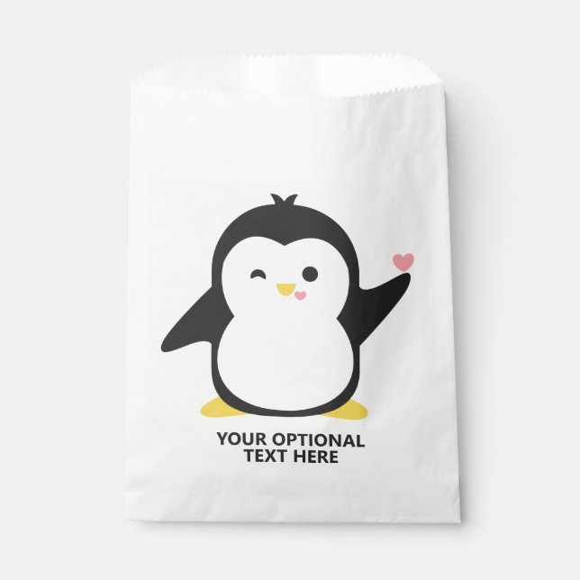 Custom Text Cute Penguin Favour Bag (Front)