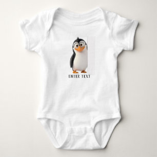 Custom Text Cute Penguin Peeking Baby Bodysuit