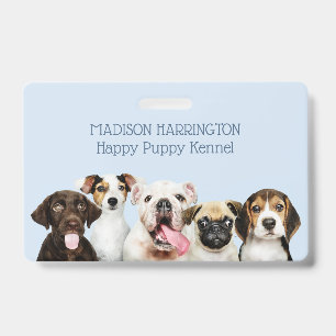 Custom text Cute Puppies Badge
