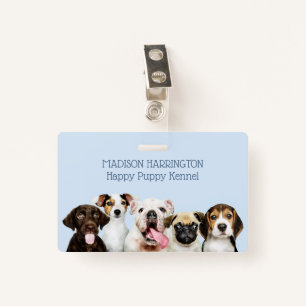Custom text Cute Puppies Badge