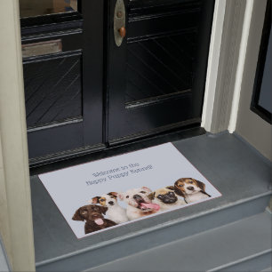 Custom text Cute Puppies door mat