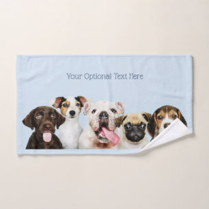 Custom text Cute Puppies Hand Towel
