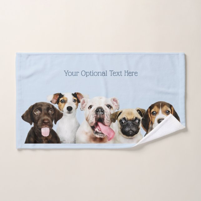 Custom text Cute Puppies Hand Towel (Hand Towel)