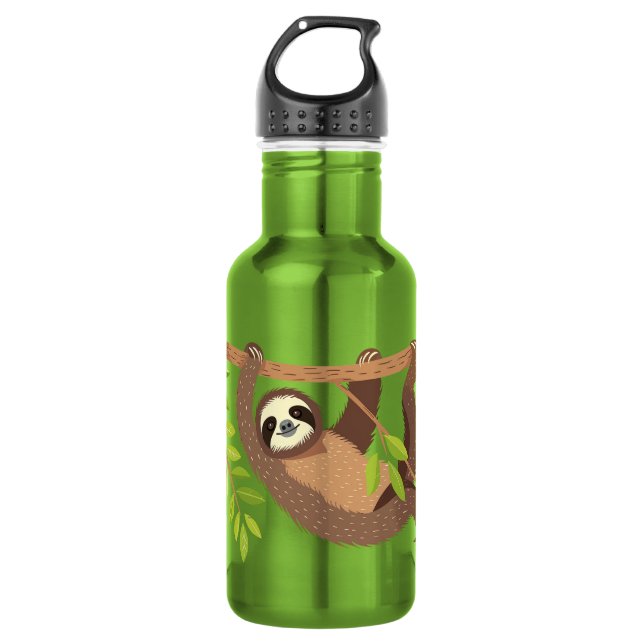 Custom Text Cute Sloth 532 Ml Water Bottle (Front)