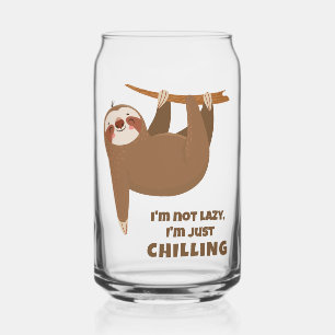 Custom Text Cute Sloth Can Glass