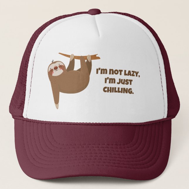 Custom Text Cute Sloth Trucker Hat (Front)