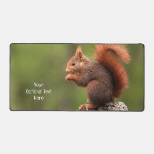 Custom Text Cute Squirrel Desk Mat