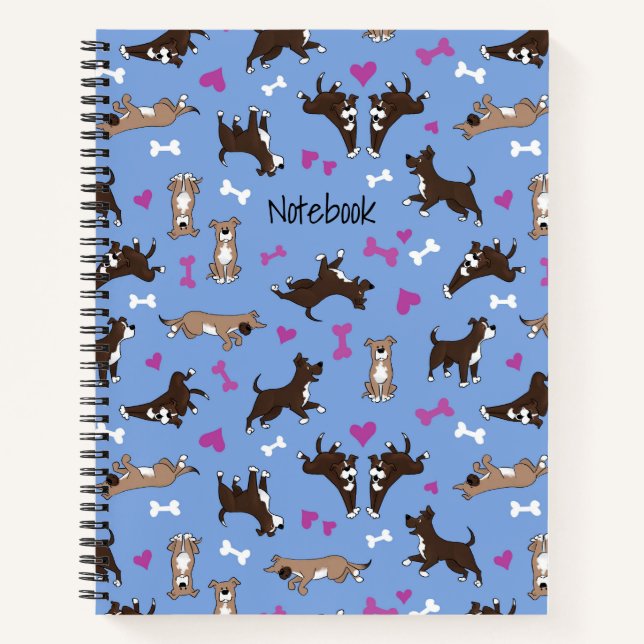 Custom Text Cute Staffy Lab Dog Lover Spiral Notebook (Front)