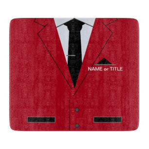 Custom Text Cutting Board Red Suit and Necktie