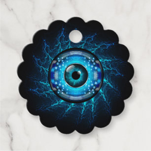 Custom Text Cyber Circuit Eye Favour Tags