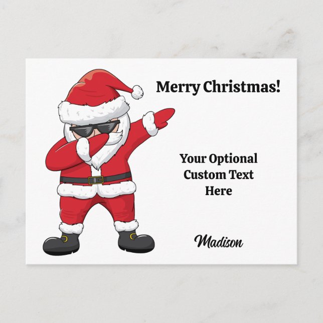 Custom Text Dabbing Dancing Santa Holiday Postcard (Front)