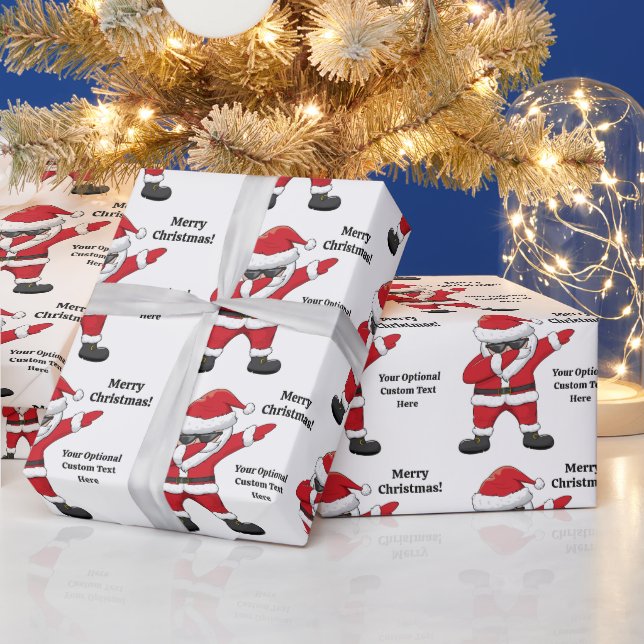 Custom Text Dabbing Dancing Santa Wrapping Paper (Holidays)
