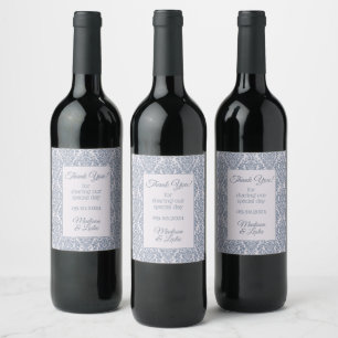 Custom text Damask Pattern wine labels