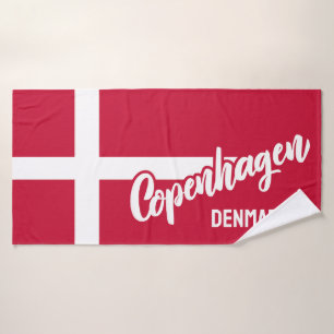 Custom Text Denmark Flag Bath Towel