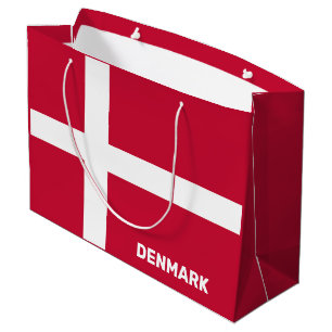 Custom Text Denmark Flag Large Gift Bag