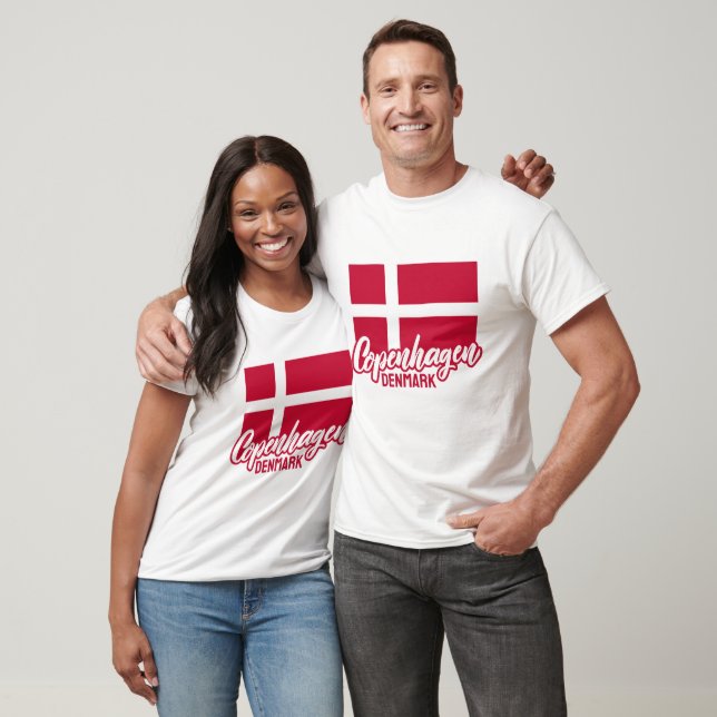 Custom Text Denmark Flag T-Shirt (Unisex)