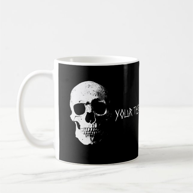 Custom Text Design Template Skull Halloween Party  Coffee Mug (Left)
