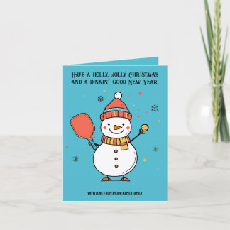 Custom text Dinking Snowman Holiday Card