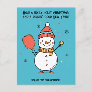 Custom text Dinking Snowman Holiday Postcard