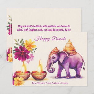 Custom text, Diwali Elephant Grace Holiday Card