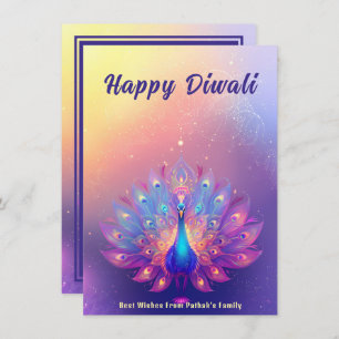 Custom text, Diwali Peacock Splendour Holiday Card