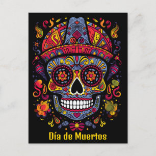Custom text 💀  doodle style Día de Muertos Postcard