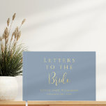 Custom Text Dusty Blue Gold Letters to the Bride  Guest Book<br><div class="desc">Custom Text Personalized Letters to the Bride Gold Foil Lettering elegant "Letters to the Bride". A beautiful keepsake in simple gold and dusty blue with elegant, sleek stylized block text and script calligraphy typography. Personalize by adding the bride's name and the date of the bridal shower. There is space in...</div>