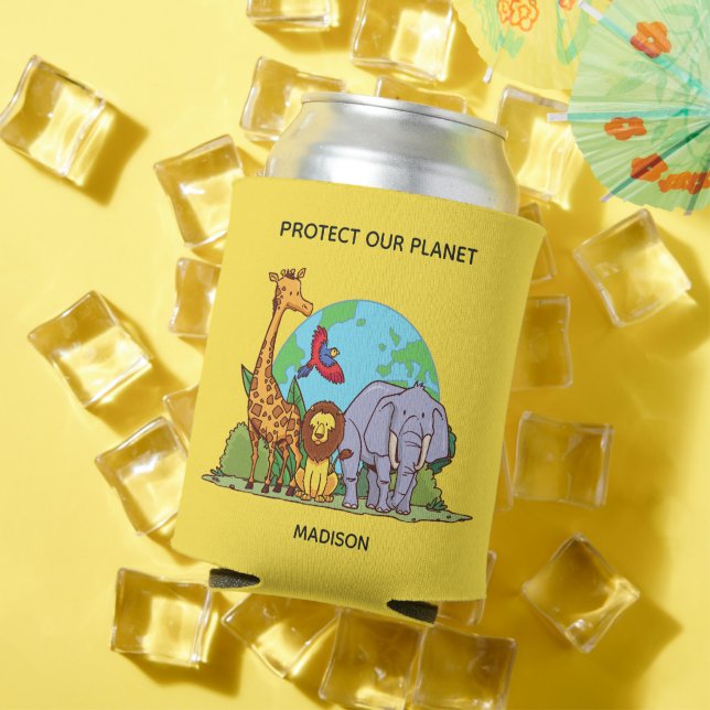 Custom Text Earth with Animals Can Cooler (In Situ Summer)