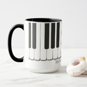 Custom text ebony & ivory piano keys design mug