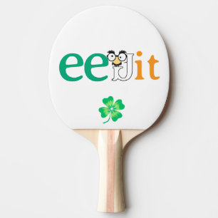 Custom Text Eejit Ireland Flag Colour Ping Pong Paddle