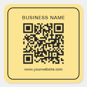 Custom Text Elegant Black & Gold Scan QR Code Square Sticker