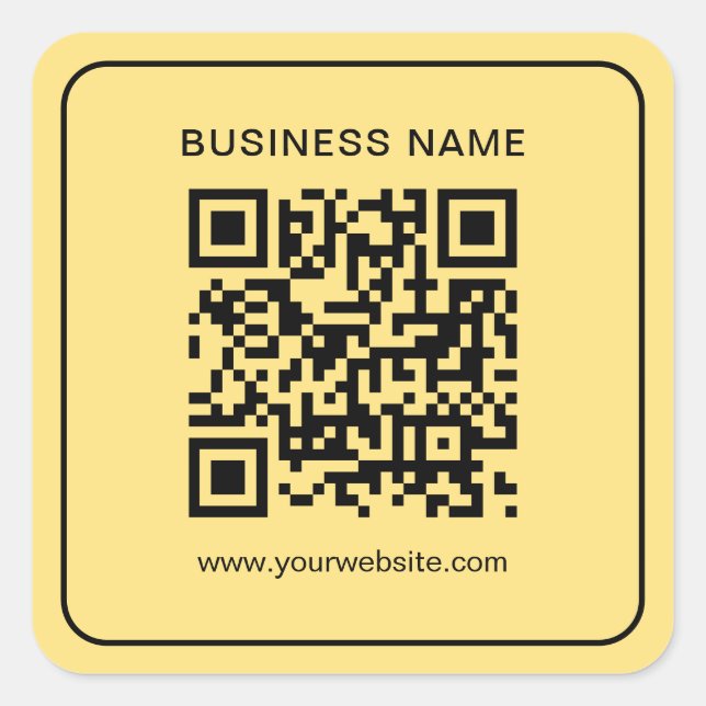 Custom Text Elegant Black & Gold Scan QR Code Square Sticker (Front)