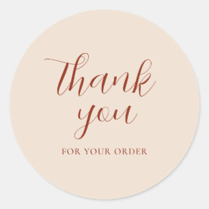 Custom Text Elegant Business Thank You Terracotta Classic Round Sticker