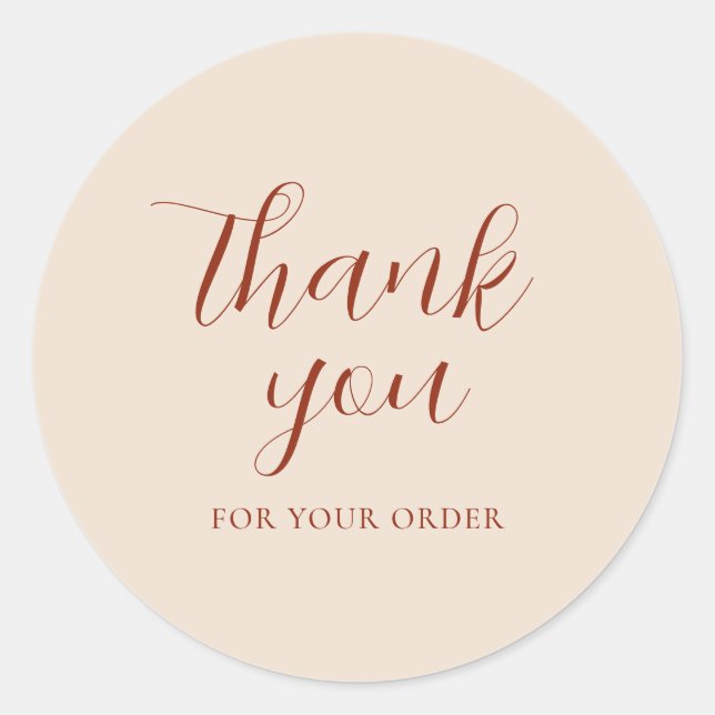 Custom Text Elegant Business Thank You Terracotta Classic Round Sticker (Front)