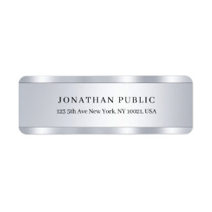 Custom Text Elegant Modern Silver Return Address