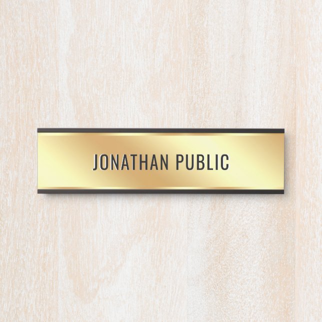 Custom Text Elegant Modern Simple Gold House Door Sign (Front)