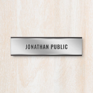 Custom Text Elegant Modern Simple Silver Home Door Sign