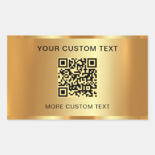 Custom Text Elegant Scannable QR Code Gold Look Sticker