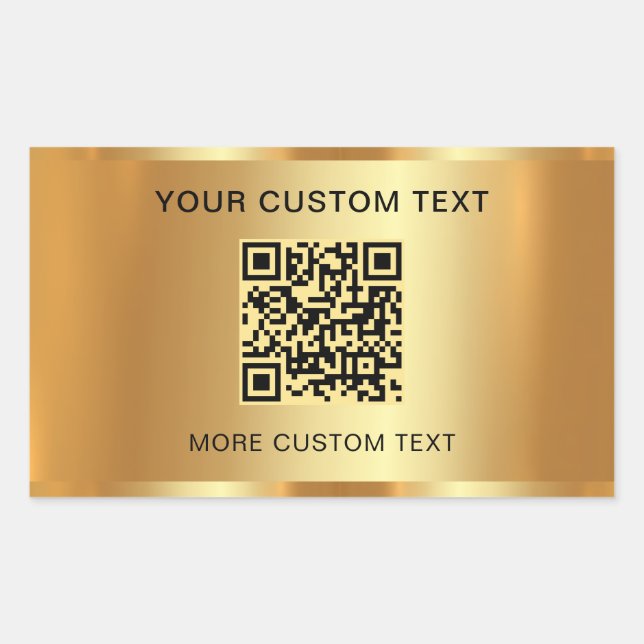 Custom Text Elegant Scannable QR Code Gold Look Sticker (Front)