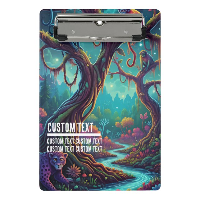 Custom Text Enchanted Forest Mystical Blue River Mini Clipboard (Front)